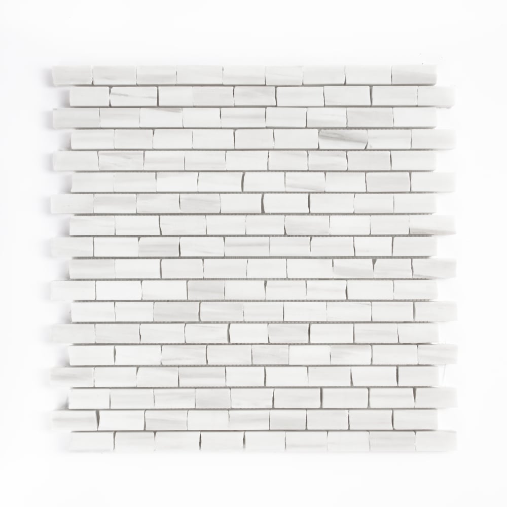 Snow White Honed Broken Joint Marble Mosaics 11 3/4×12