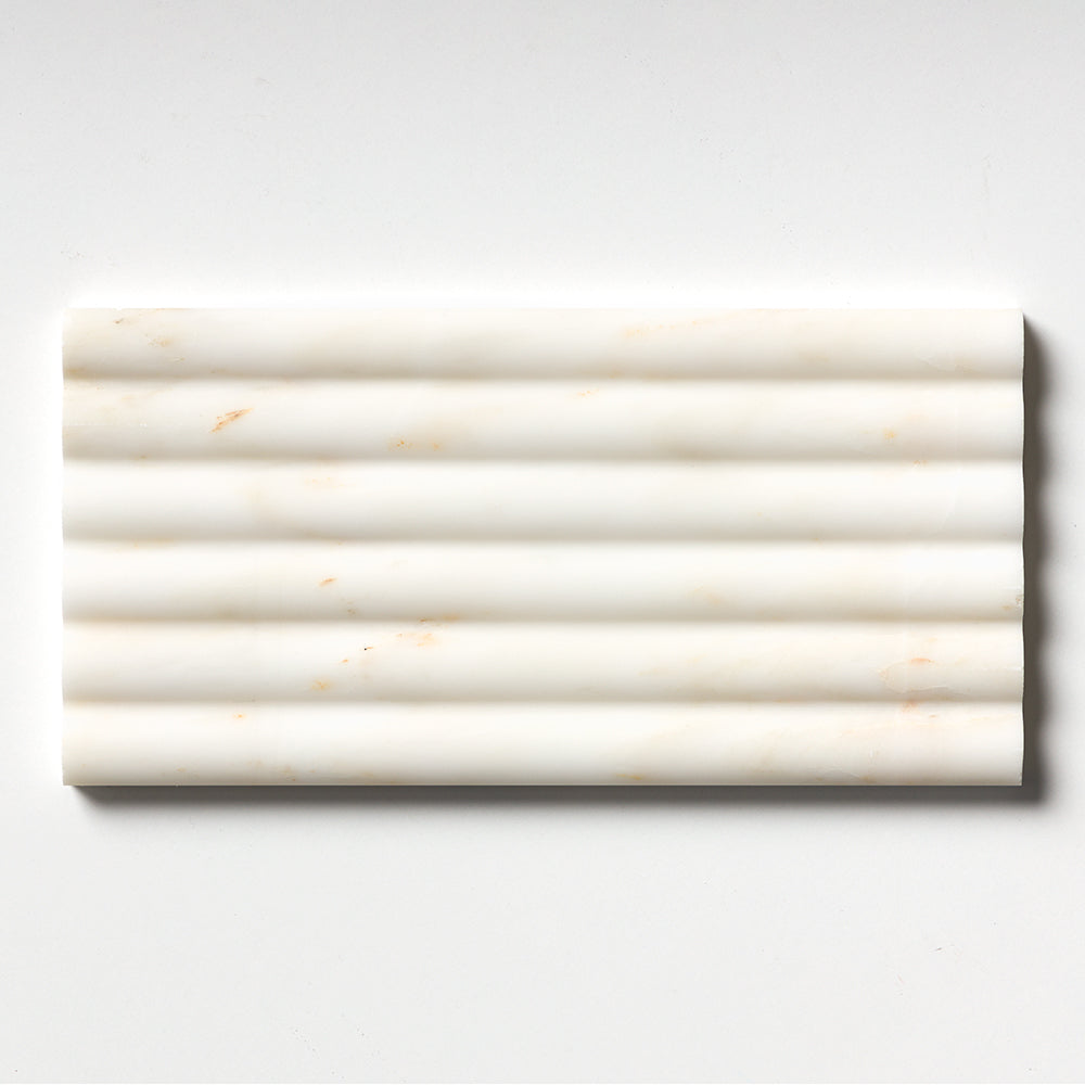 Calacatta Amber Honed Flute Trim Marble Tile 6×12 Image