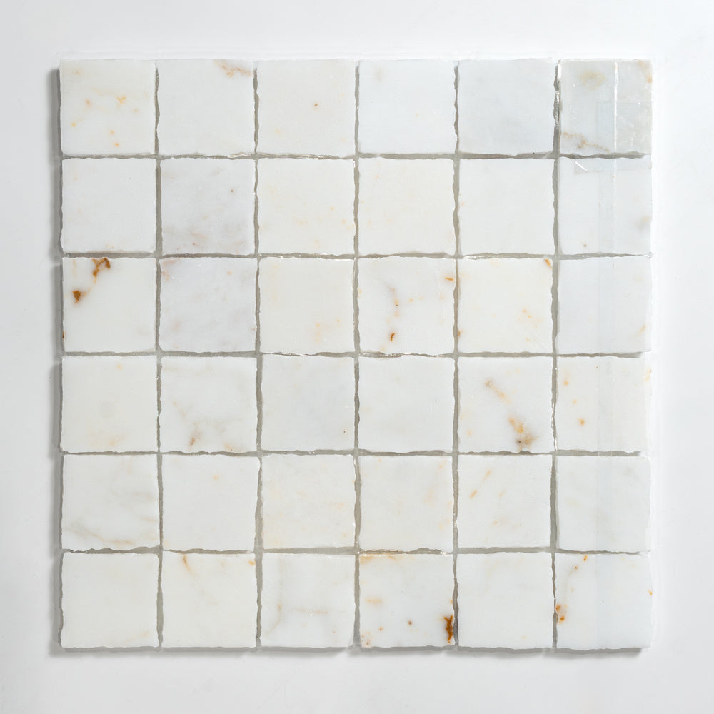 Calacatta Amber Honed Hand Clipped Marble Mosaics 12×12