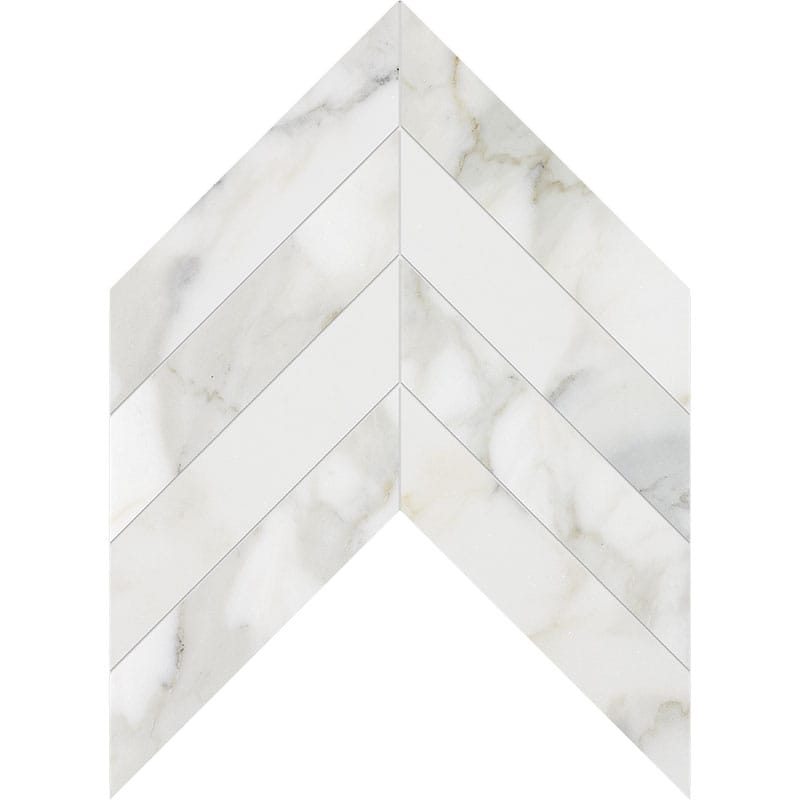 Chevron Calacatta Gold Honed Marble Waterjet Decos 13×10 Image
