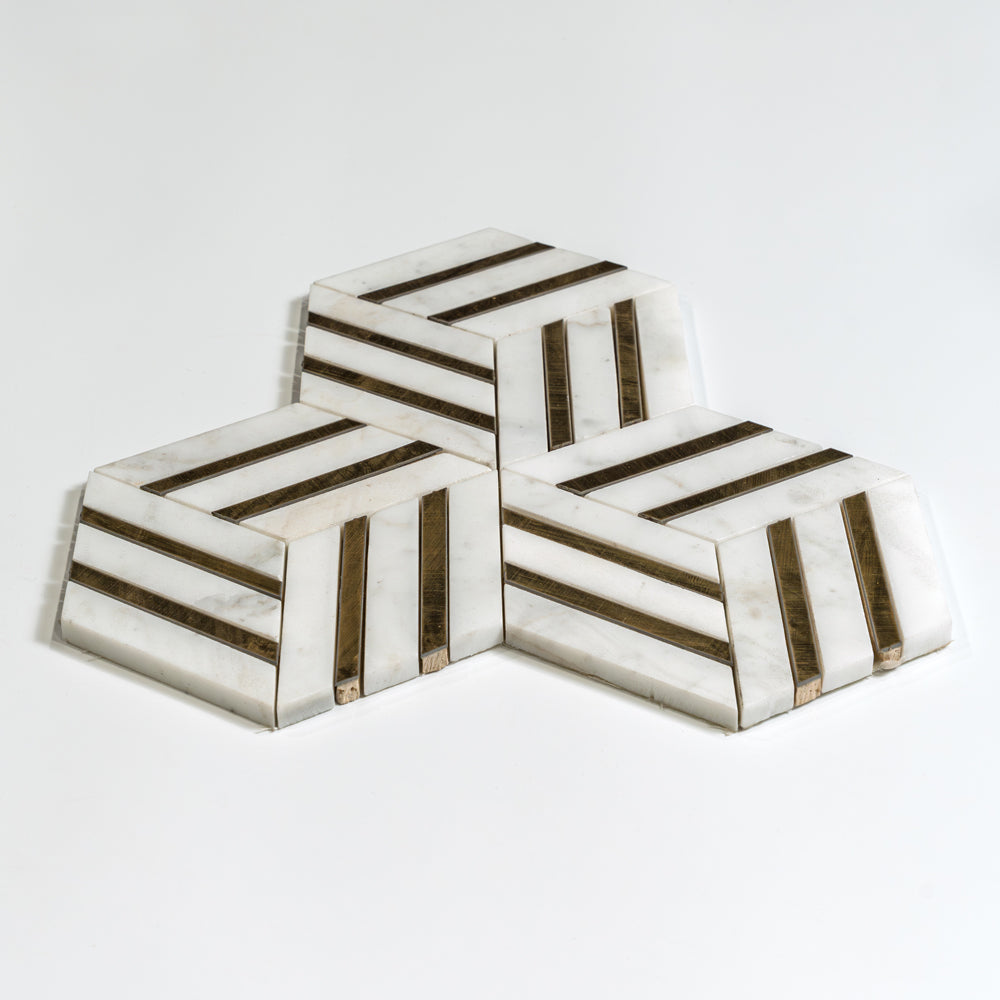 Calacatta Gold, Brass Honed Diane Marble Mosaics 10 5/16×11 7/8 (NW00168)
