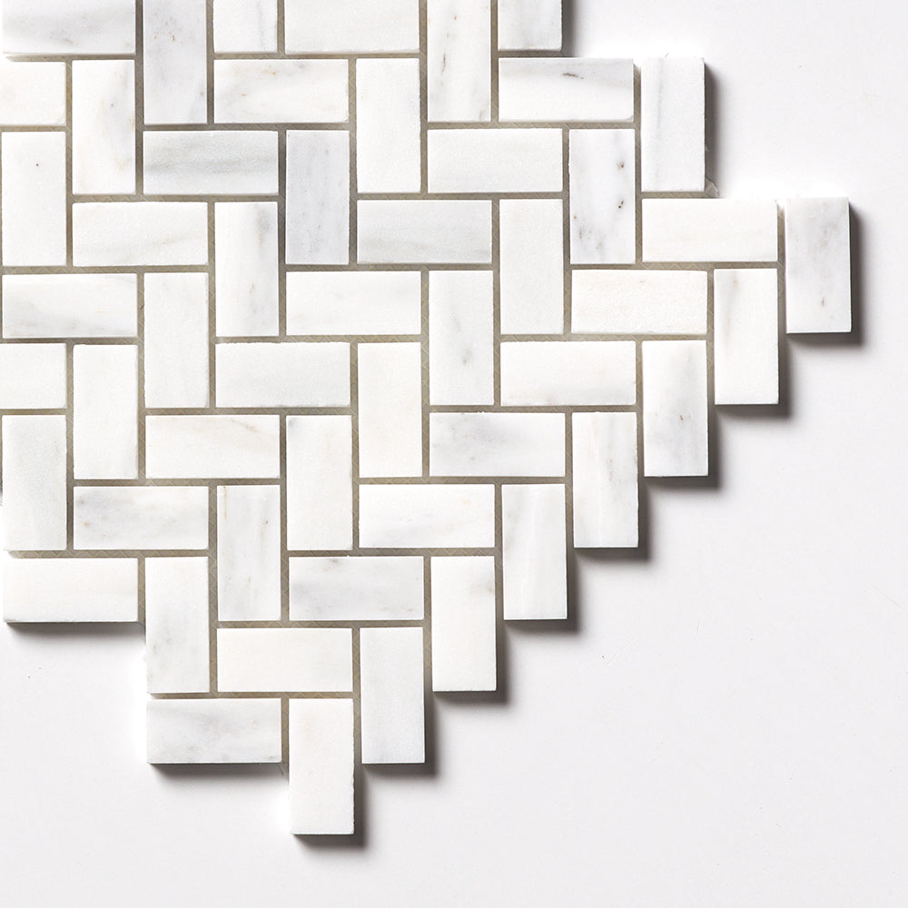 Calacatta Gold Royal Honed Herringbone 1×2 Marble Mosaics 11×11 (MS01851)