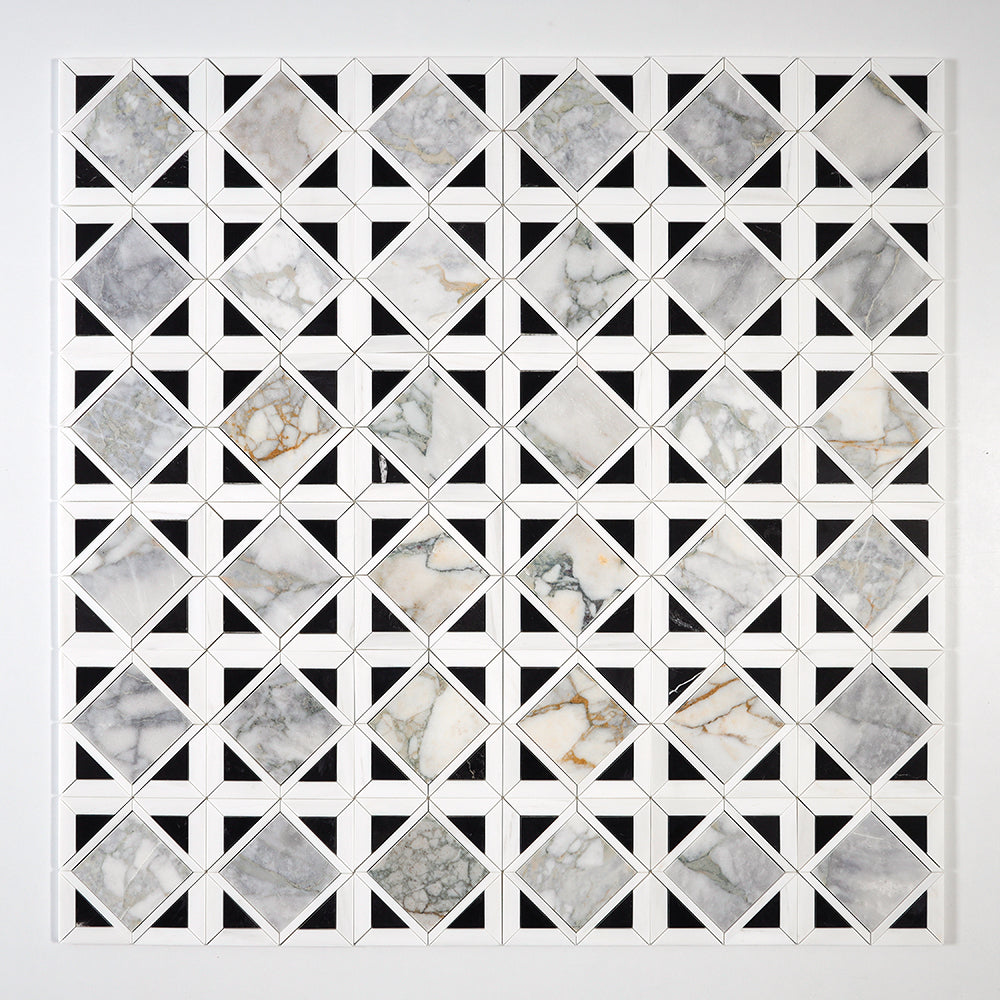 Marble Systems Calacatta Green Honed Marble Calacatta Green matte marble tile pattern swatch — available at Surface Group
