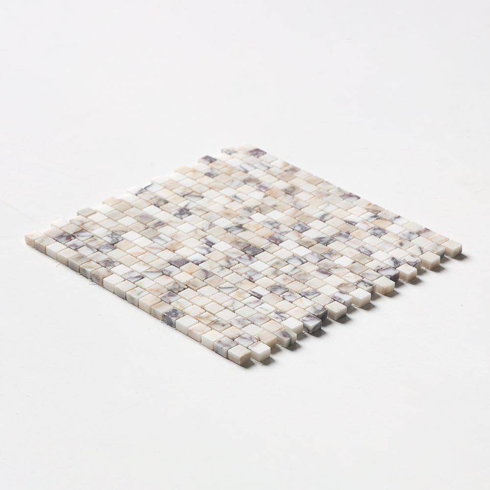 Calacatta Picasso Honed Staggered Joint 5/8×5/8 Marble Mosaics 12×12 (MS02606)