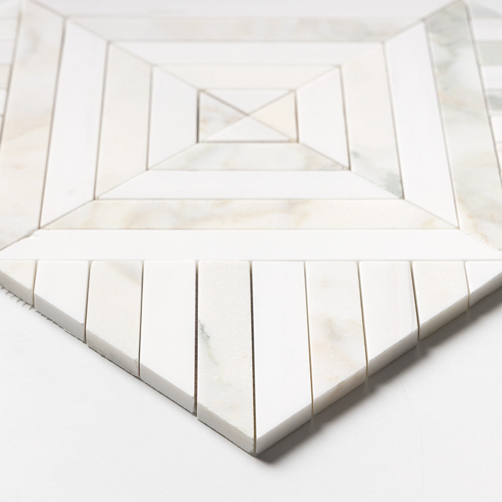 Calacatta Renaissance Honed Ponte Marble Mosaics 14 5/16×14 5/16 (MS02723)