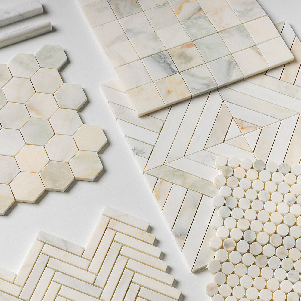 Marble Systems Calacatta Renaissance Honed Calacatta matte marble tile pattern design — available at Surface Group