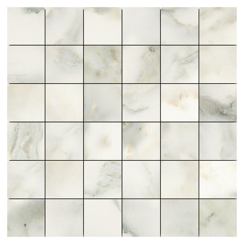 Calacatta Renaissance Honed 2×2 Marble Mosaic 12×12 Image