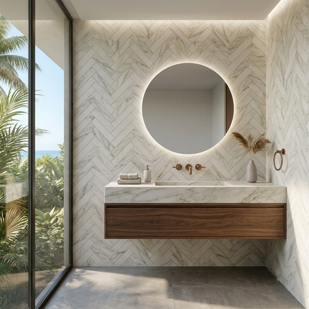 Calacatta Renaissance Honed Marble Tiles 3×12 (TL21336)