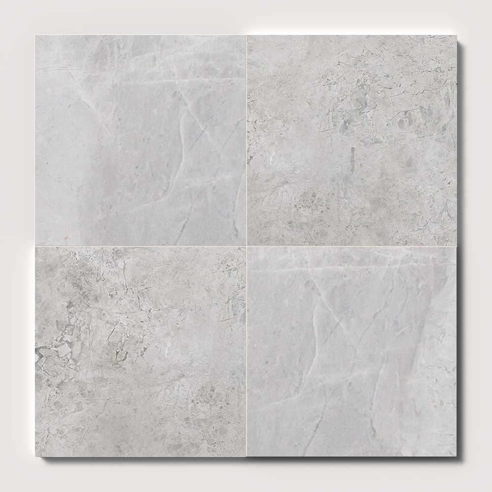 Marble Systems Checkerboard Marble Avalanche Silver Clouds matte marble tile pattern swatch — available at Surface Group