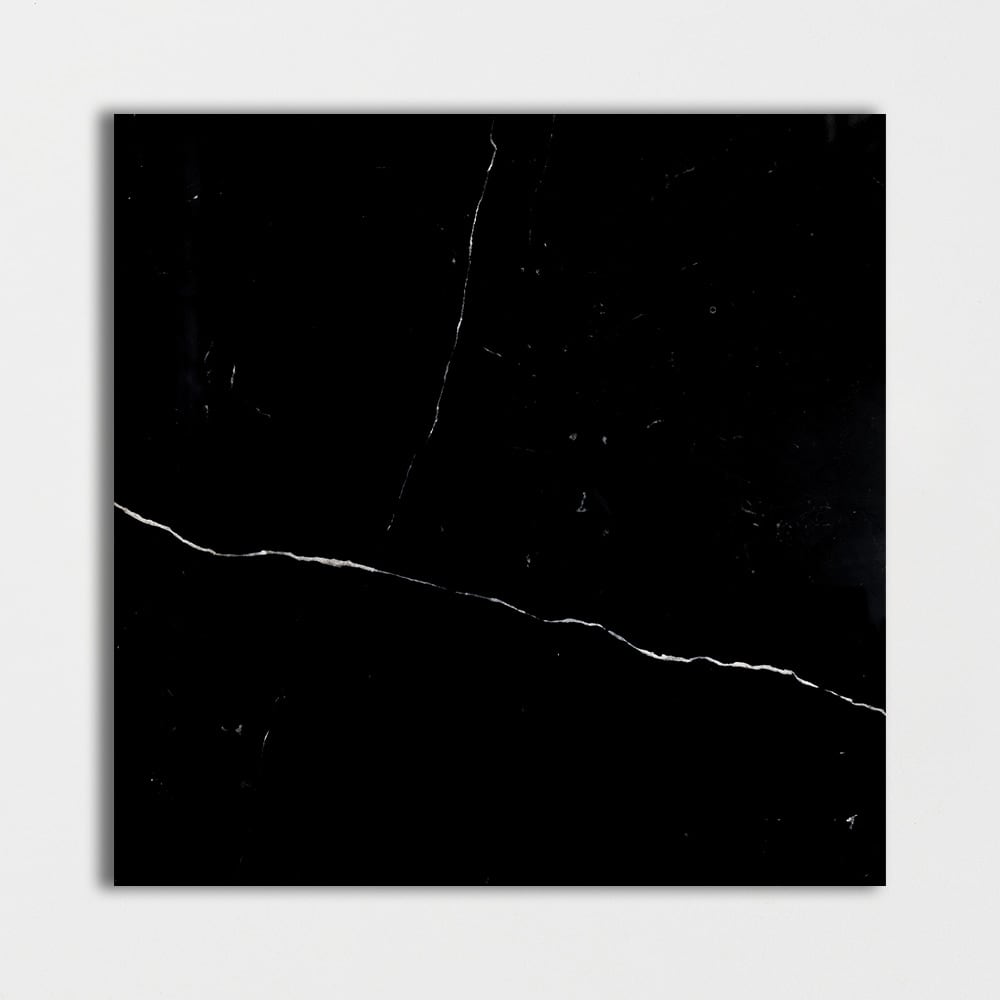 Black Polished Marble Tile 18×18 Image