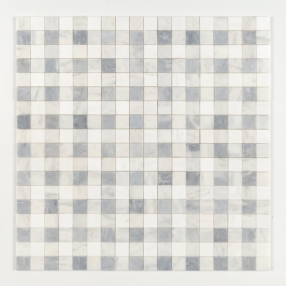 Marble Systems Chester Plaid Marble Allure Light Snow White Glacier matte tile pattern swatch — available at Surface Group