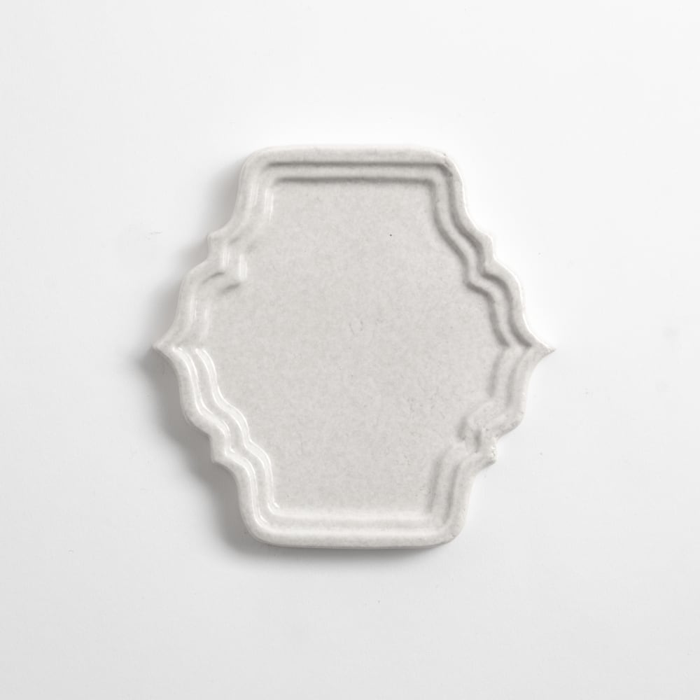 Cloud White Glossy Mina Sculpted Ceramic Accent Tiles 4 7/8×5