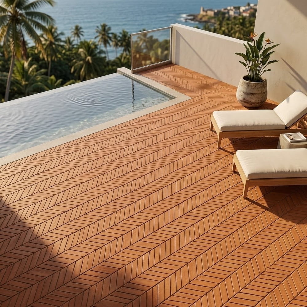 Cotto Med Natural Chevron Terracotta Tiles 4×12 (TL90807)