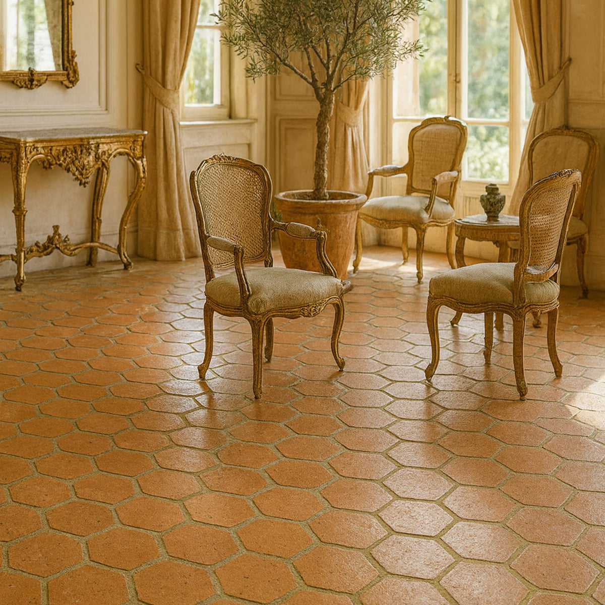 Cotto Med Matte Hexagon Terracotta Tiles 6×6 (TL90806)