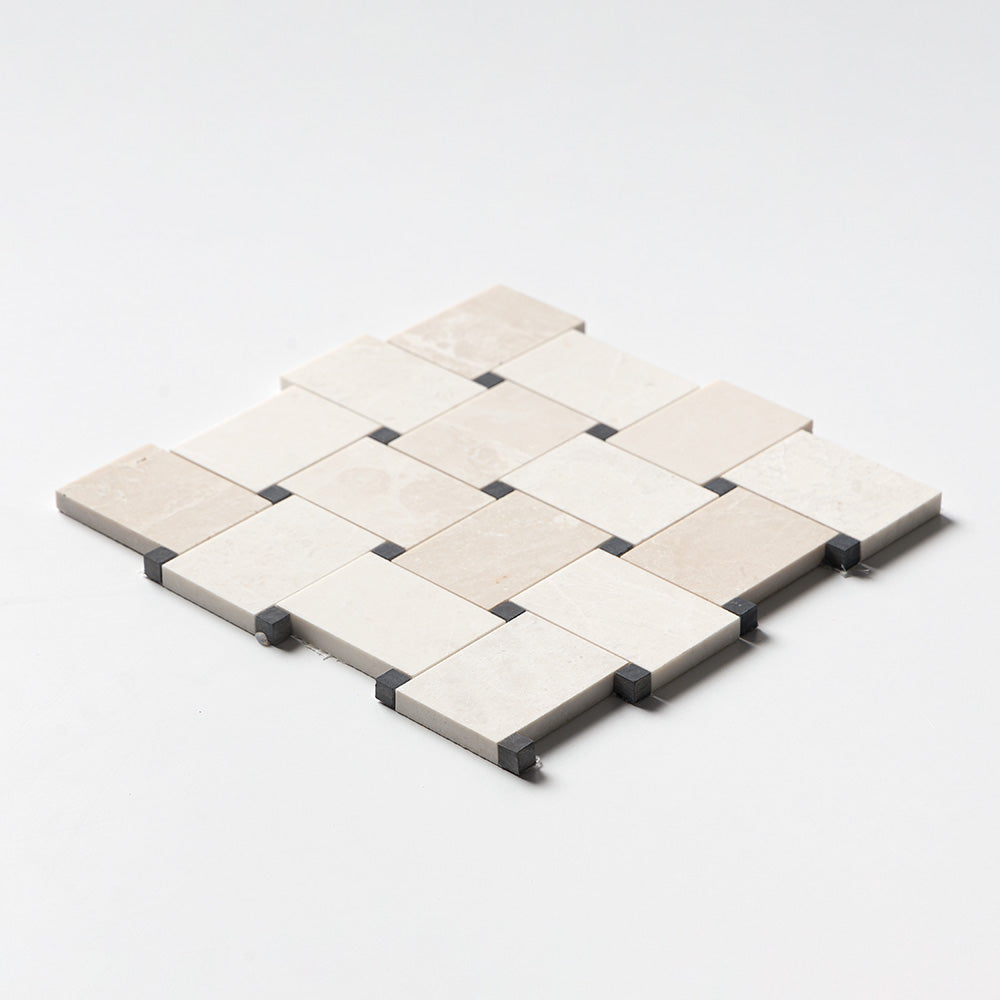 Black, Delano Honed Pinwheel Marble Mosaics 10 7/16×10 7/16 (MS02590)