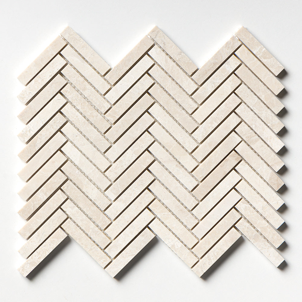 Delano Honed Herringbone 5/8×3 Marble Mosaic 10 7/16×12 13/16 Image