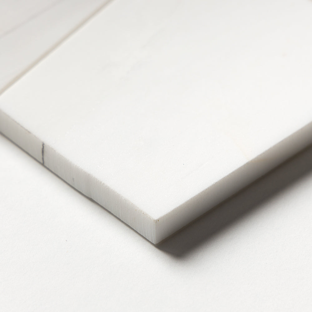 Snow White Multi Finish Tapered Waterjet Marble Mosaics 12 1/2×12 (NW00015)