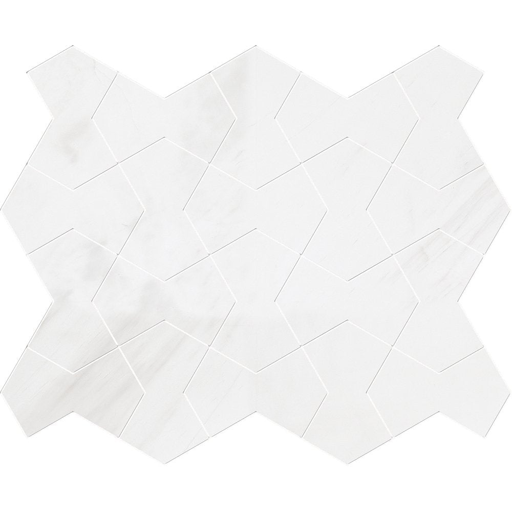 Cravat Snow White Polished Marble Waterjet Decos 4 3/4×7 15/32 Image