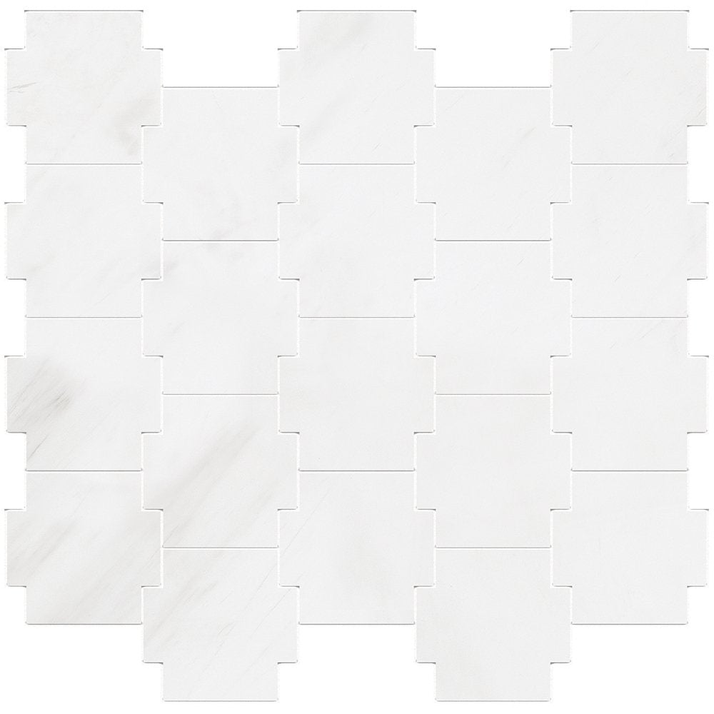Amulet Snow White Polished Marble Waterjet Decos 5 7/16×5 7/16 Image