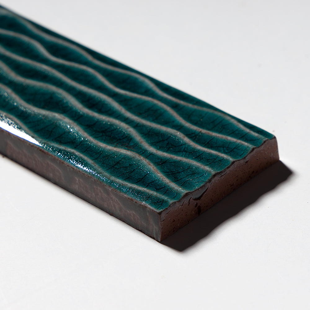 Aquamarine Glossy Rivulet Thin Brick Accent Tiles 2 1/4×7 7/8 (TL80806)