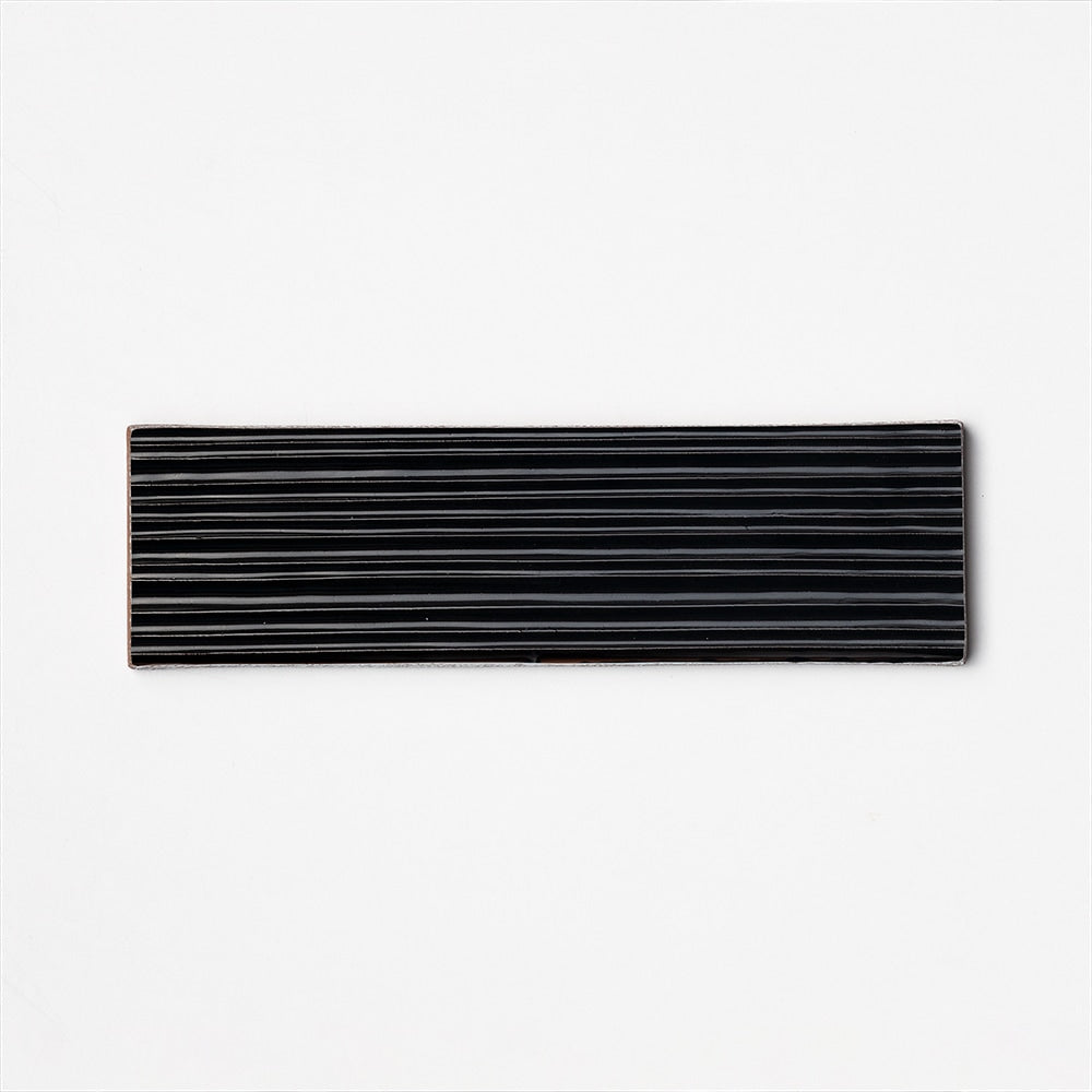 Black Glossy Legato Thin Brick Accent Tiles 2 1/4×7 7/8