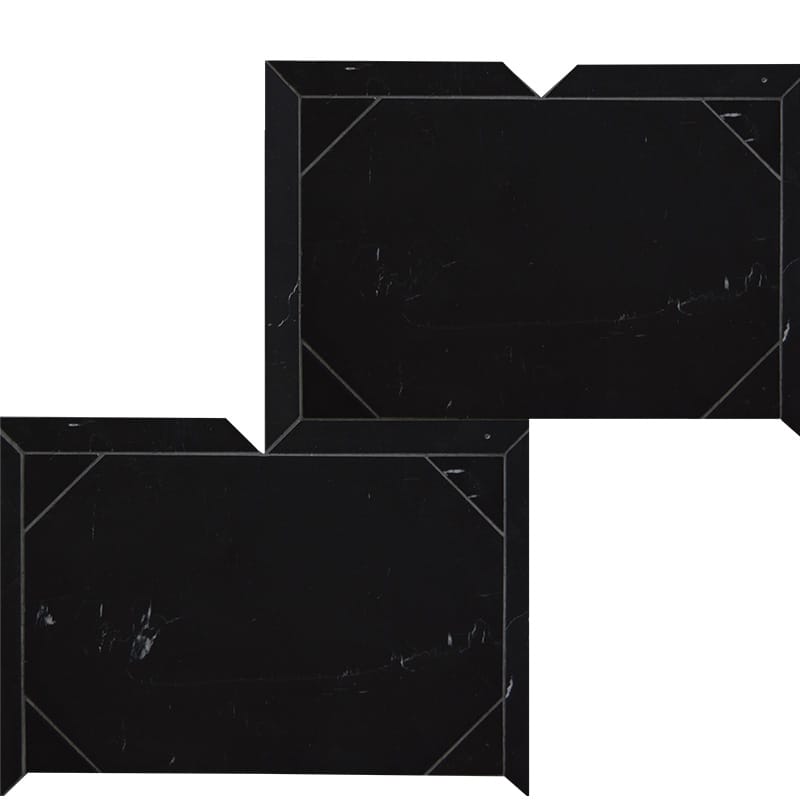Serie Parquet Black Honed Marble Waterjet Decos 12 1/4×16 3/16 Image