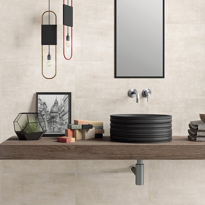 Runway Ash Honed 1×2 Porcelain Mosaic 12×12 (WIS12151) Runway Ash Lappato Porcelain Tile 12×24 (WIS12089)
