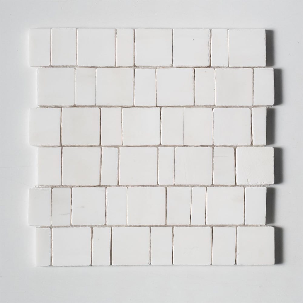 Bianco Dolomiti Honed Scarpa Rough Cut Marble Mosaics 12×12