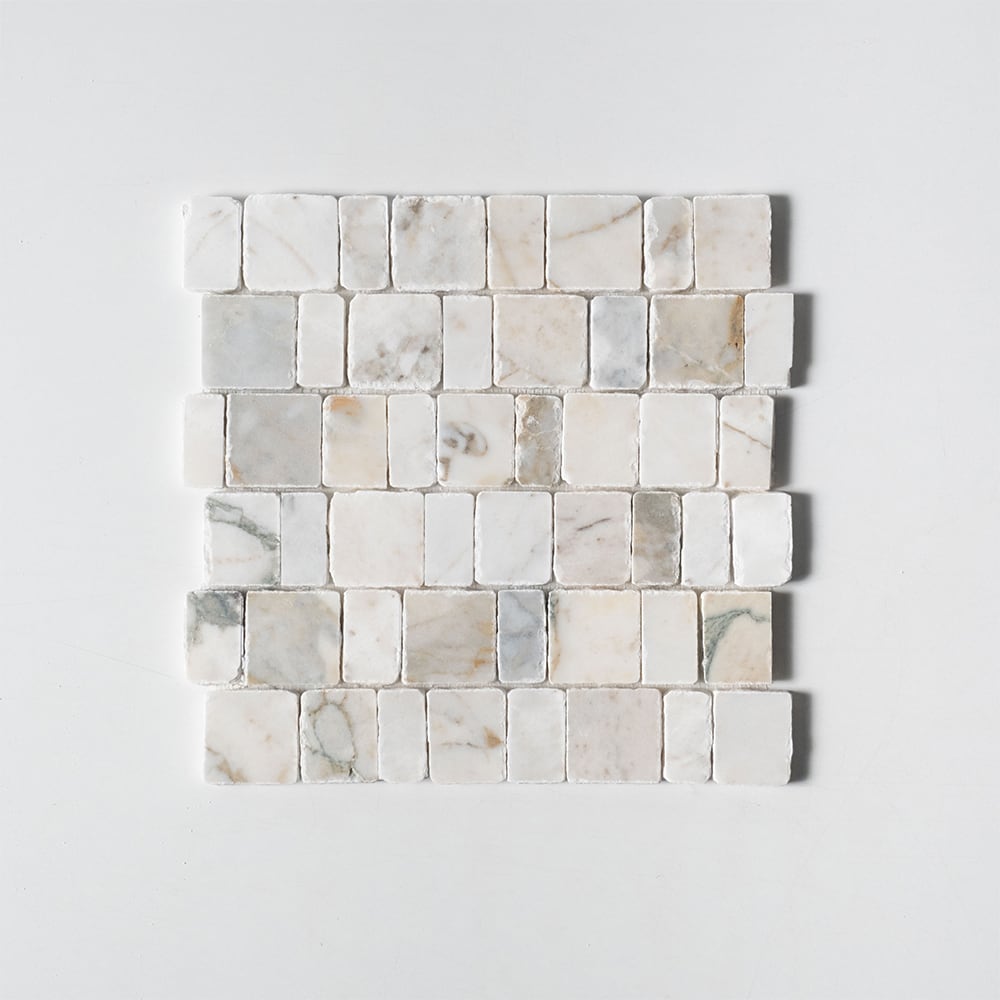 Marble Systems Hand Clipped Mosaic Calacatta Green matte marble tile — available at Surface Group