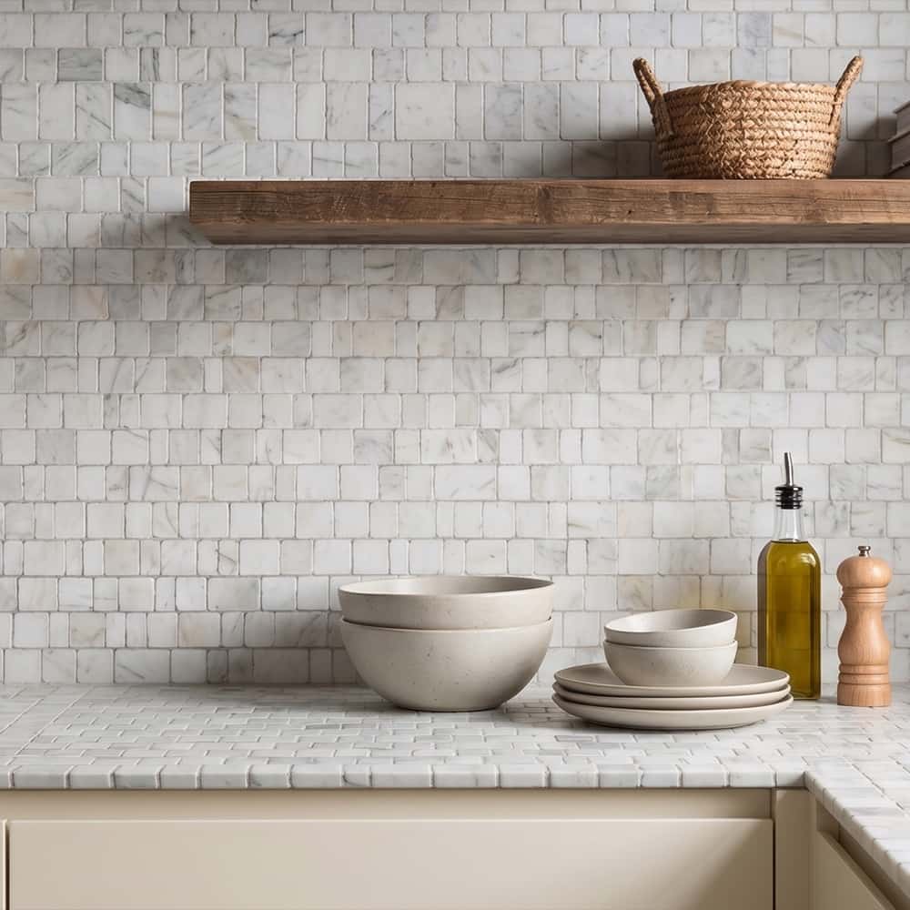 Scarpa Calacatta Green Honed Hand Clipped Staggered Joint 2xfl Marble Mosaics Random (MS02823)