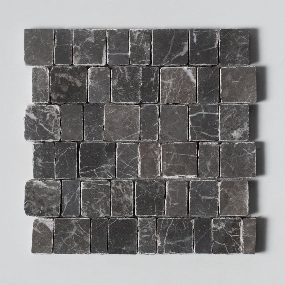 Iris Black Honed Scarpa Rough Cut Marble Mosaics 12×12