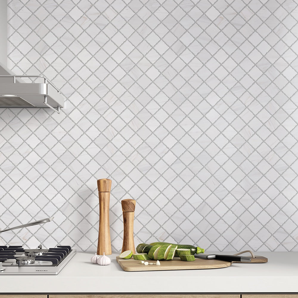 Snow White Honed 2×2 Marble Mosaic 11 13/16×11 13/16 (MS90787)