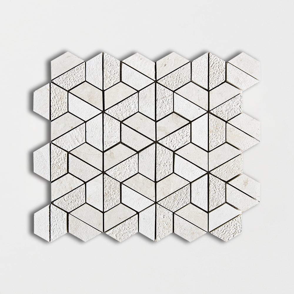 Heartsmere Textured 3d Hexagon Limestone Mosaic 10 3/8×12 Image