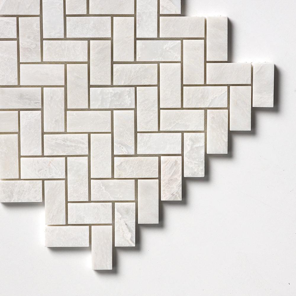Iceberg Honed Herringbone 1×2 Marble Mosaics 11×11 (MS02301)