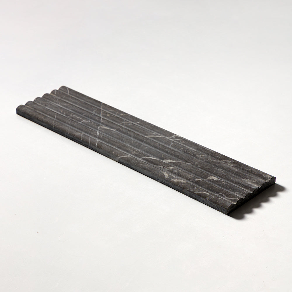 Iris Black Honed Flute Trim Marble Accent Tiles 6×24 (ML00982)