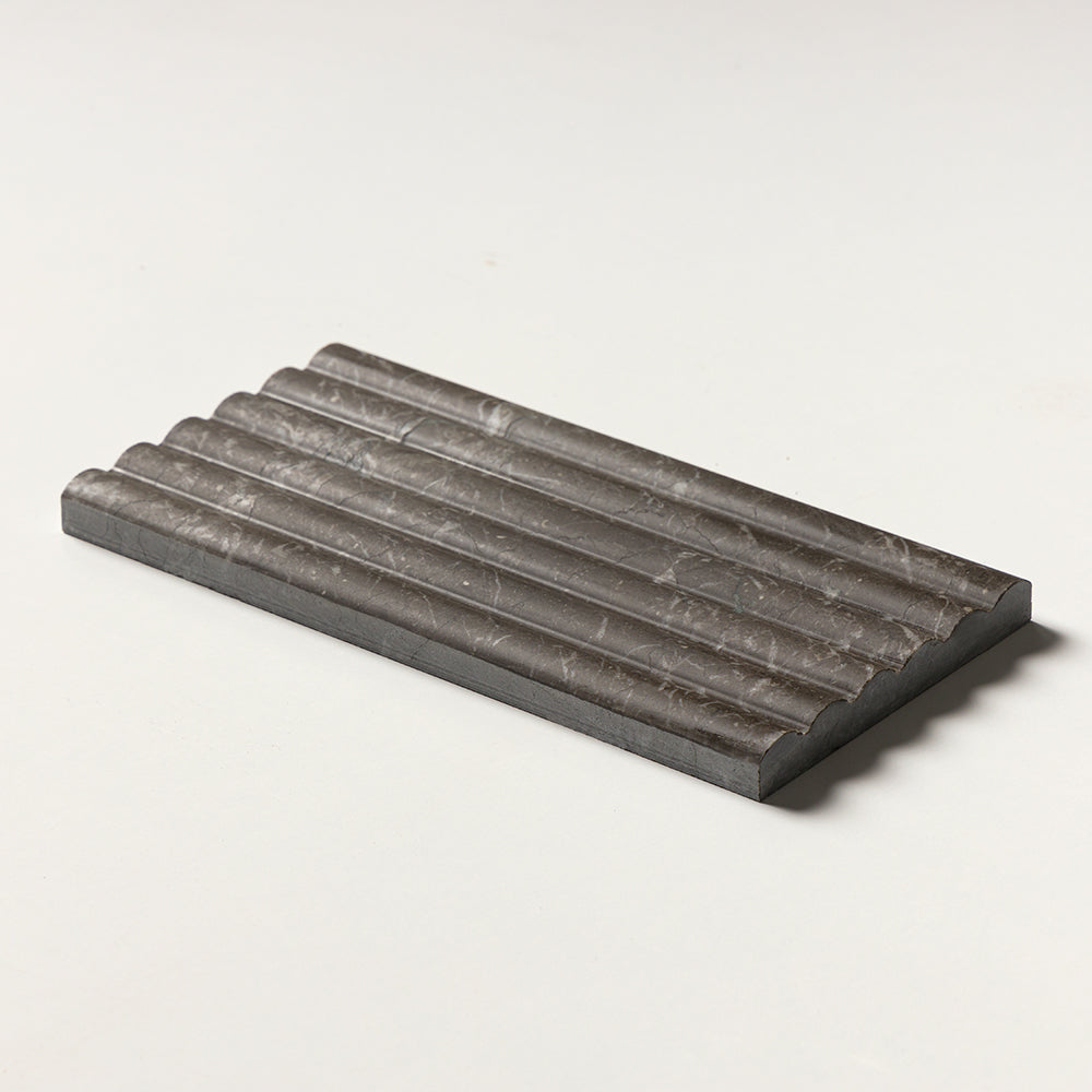 Iris Black Honed Flute Trim Marble Accent Tiles 6×12 (ML00959)