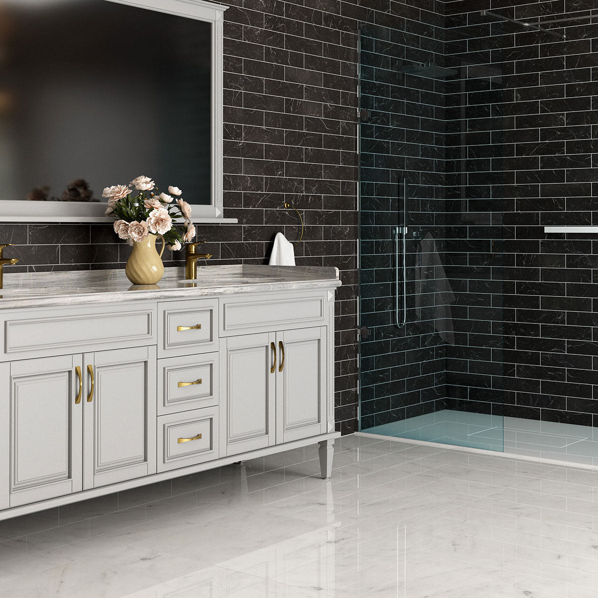 Iris Black Honed Subway Marble Tile 3×12 (TL19225)