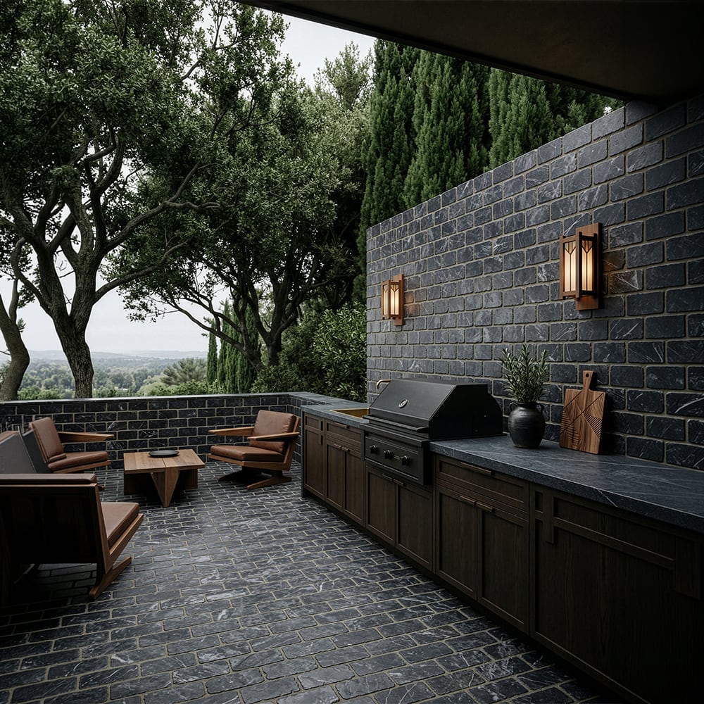 Iris Black Tumbled Marble Tiles 3×6 (TL21483)