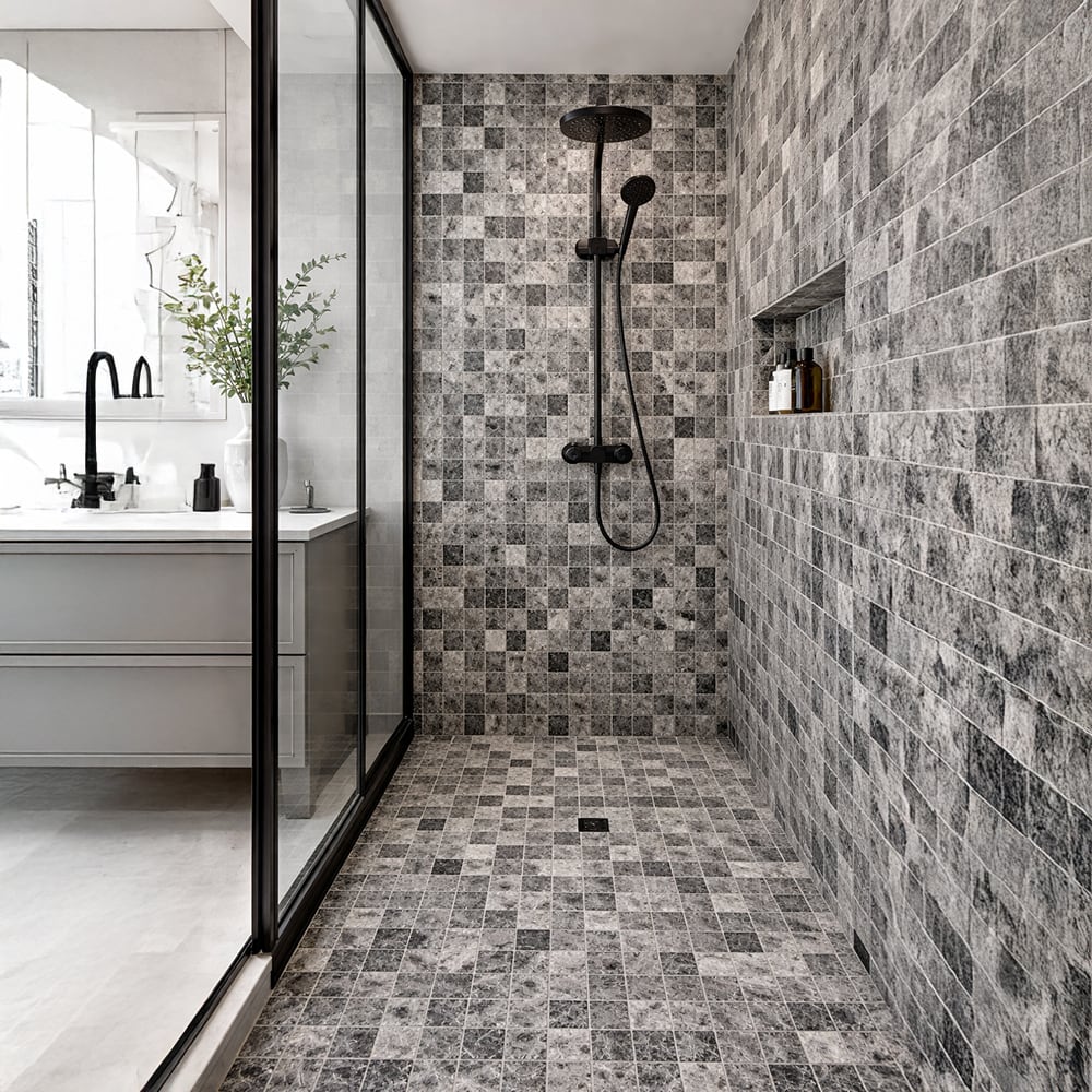 Iris Black Textured 2×2 Marble Mosaics 12×12 (MS02006)