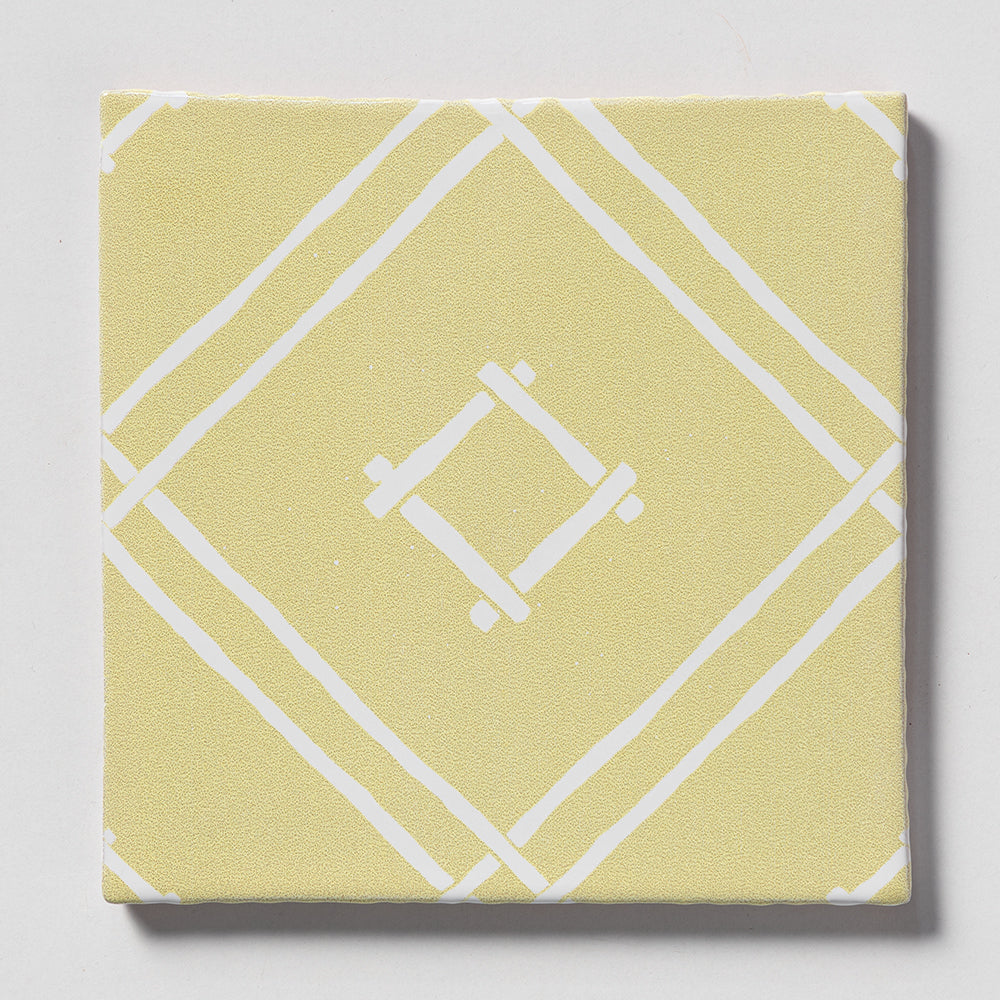 Island House Lemon, Royal White Glossy Chez Bamboo Terracotta Tile 6×6 Image