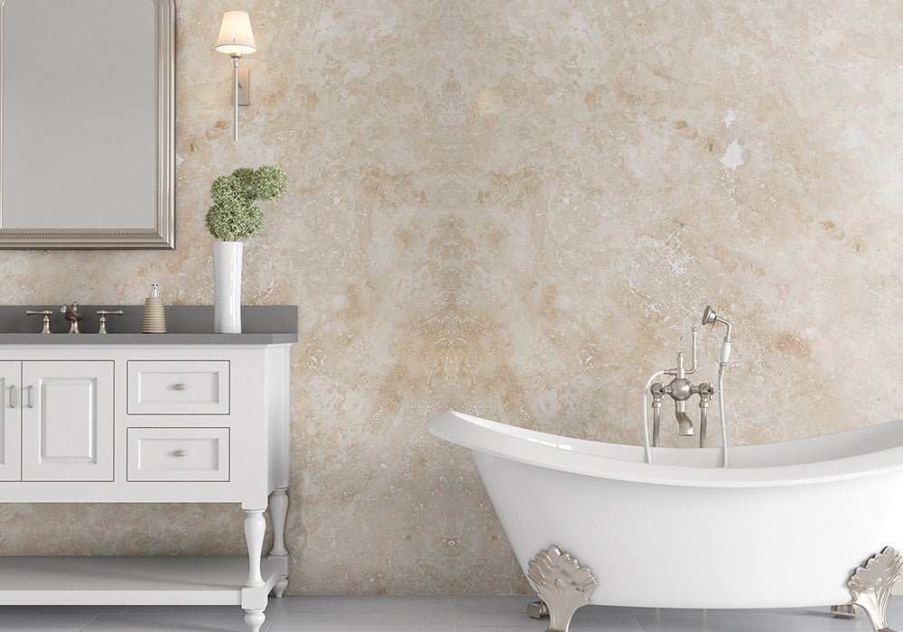 Ivory Honed Filled Travertine Slab Random 3/4 (SL10519)