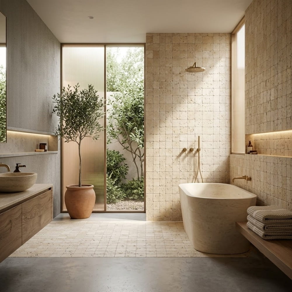 Ivory Tumbled Travertine Tiles 4×4 (TL10367)