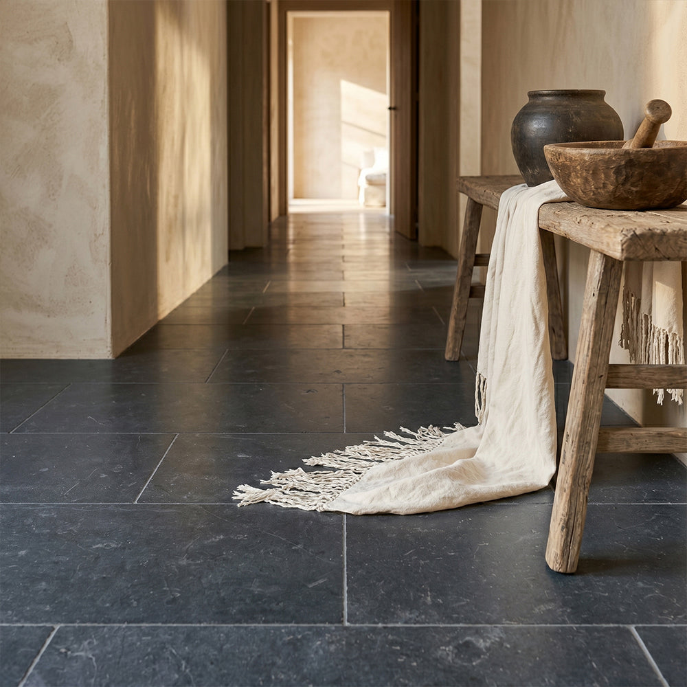 Belgium Blue Brushed Chiselled Limestone Tiles 8×16 (TL18860)