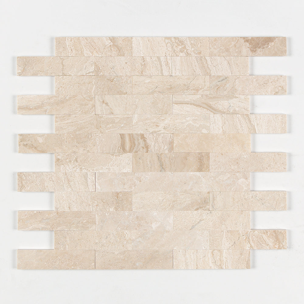 Marble Systems Long Subway Marble Brick Diana Royal matte marble tile pattern swatch — available at Surface Group
