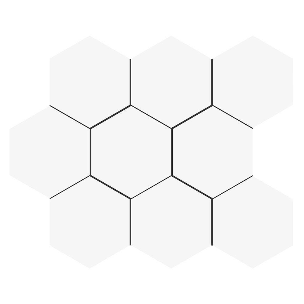 White Matte Midi Hexagon Ceramic Mosaic 8×10 Image
