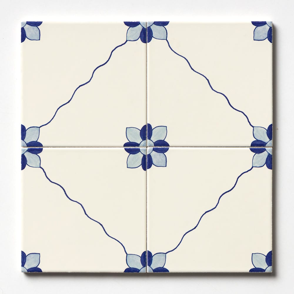 Marble Systems Miradouro Classic Ceramic Blue, White glossy ceramic tile pattern swatch — available at Surface Group