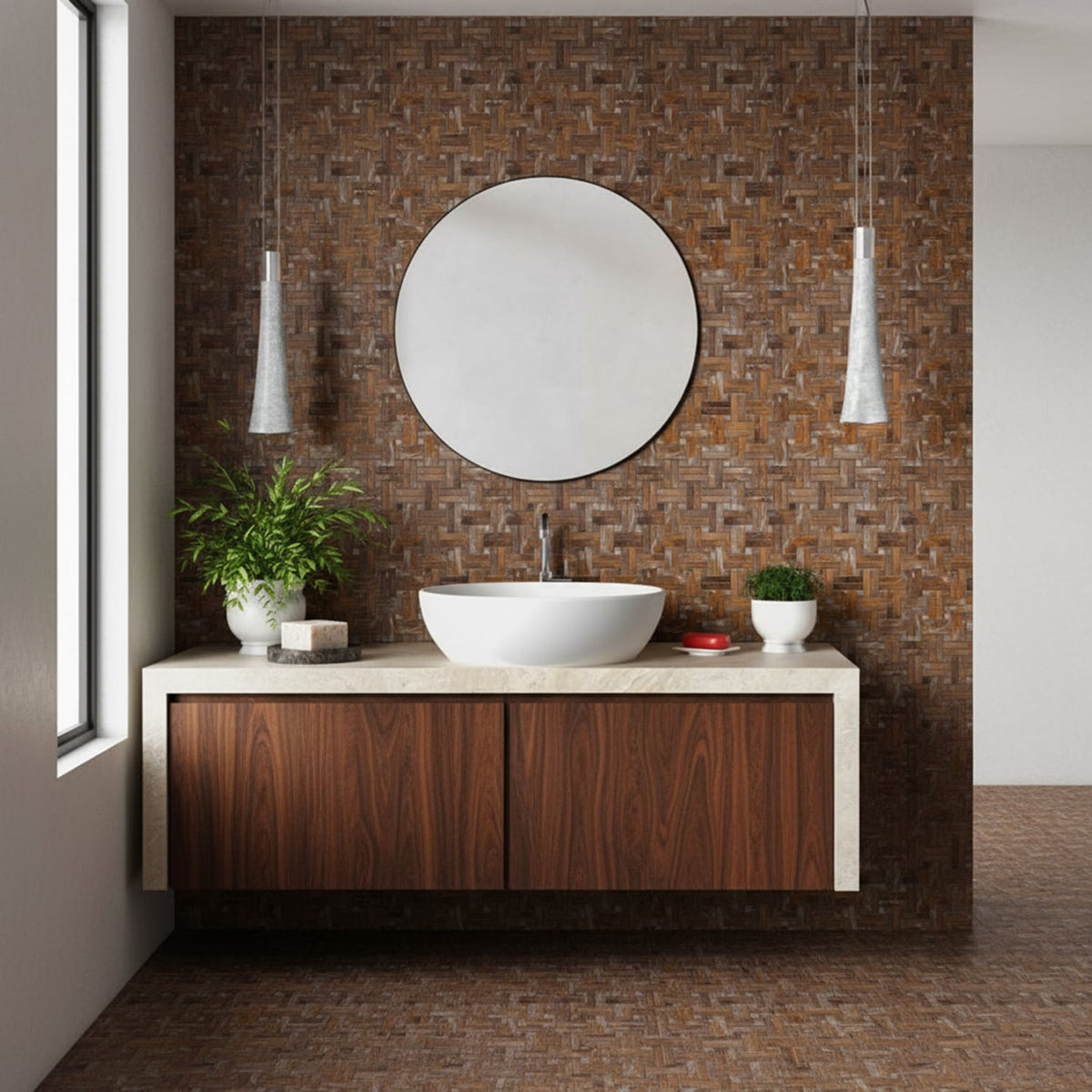 Douz Honed Diagonal Basket Weave Limestone Mosaics 13 3/16×13 3/16 (MS02617)