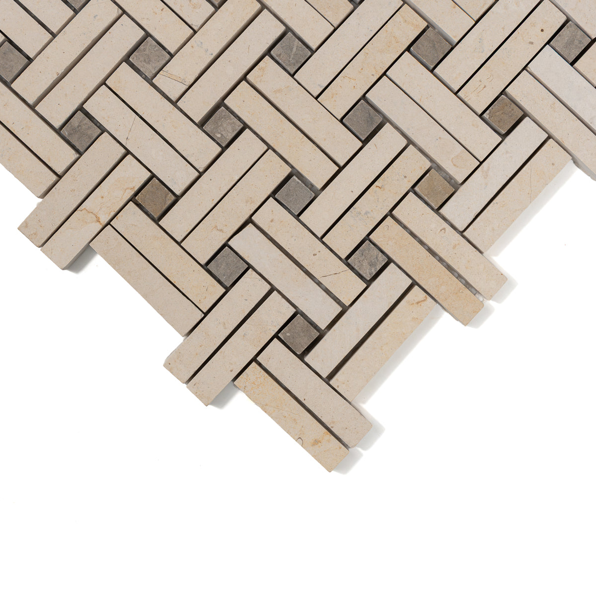 Papyrus Honed Diagonal Basket Weave Limestone Mosaics 13 3/16×13 3/16 (MS02611)