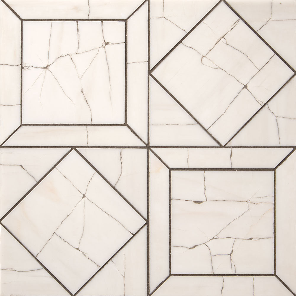 Bianco Dolomiti Honed Palazzo Marble Mosaic 12×12 Image
