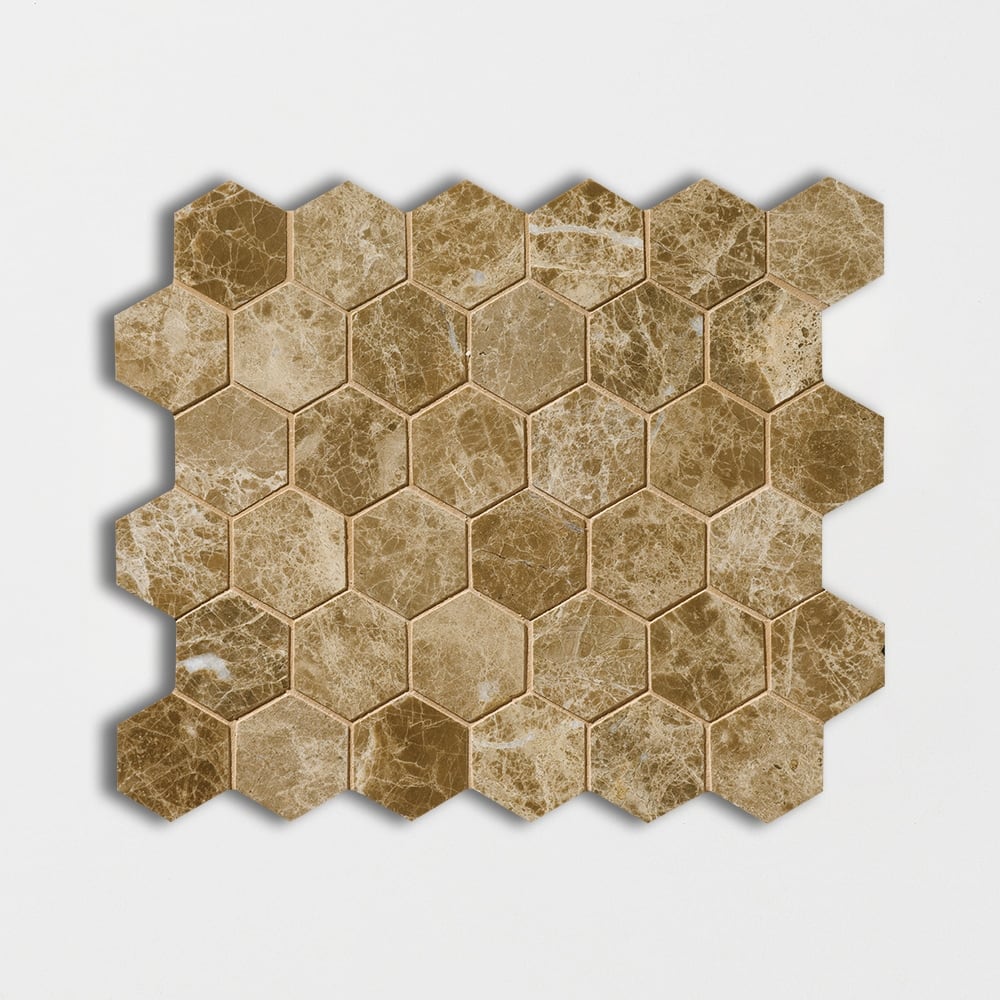 Paradise Polished Hexagon Marble Mosaic 10 3/8×12 Image